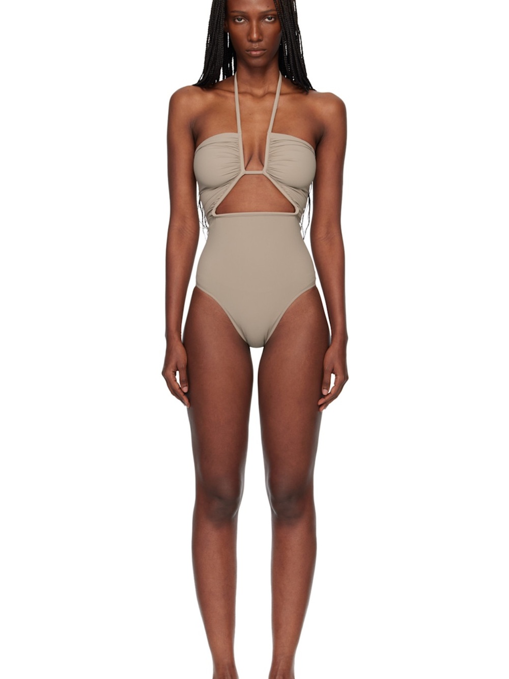 Rick Owens Grey SS25 “Hollywood” Dust Temple Prong Bather Swimsuit